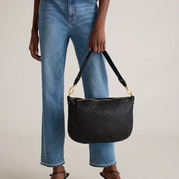 NWT Quince Large Italian Leather Convertible Crescent Handwoven Shoulder Bag - Picture 6 of 8